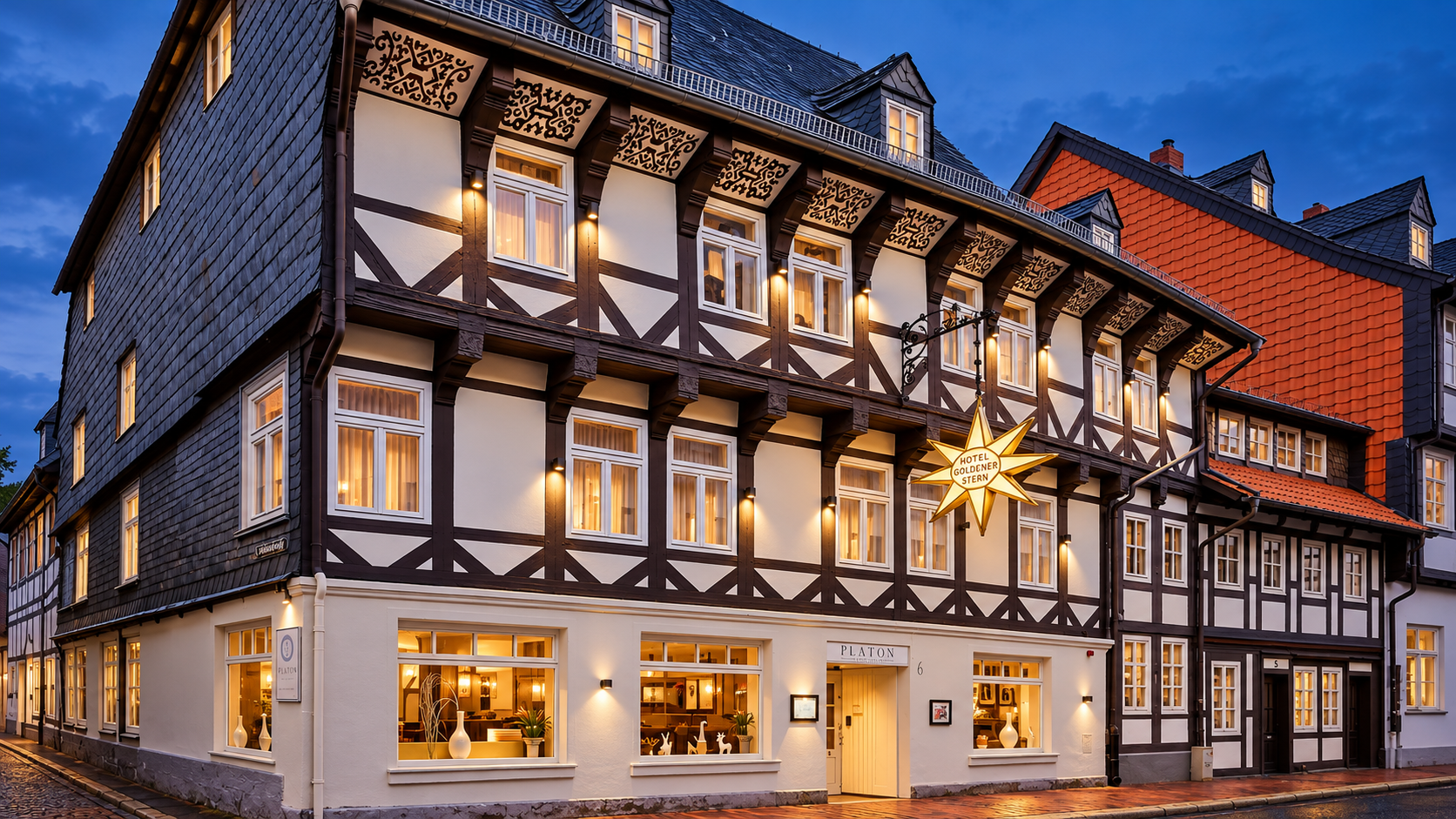 Ausschnitt des bearbeiteten Hausfotos mit dem goldenen Stern